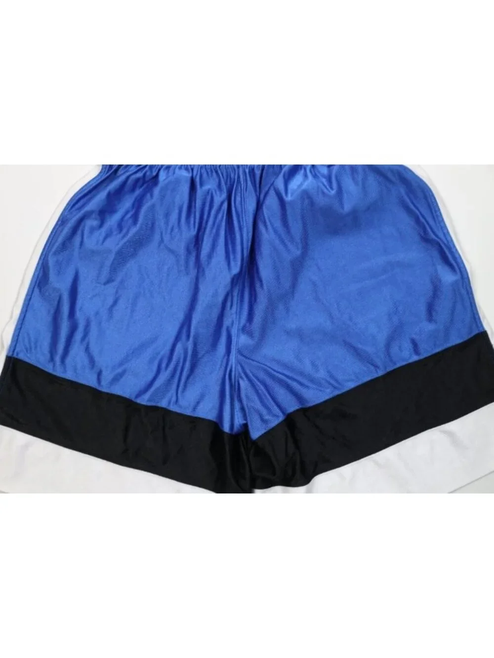 Vintage 90s Mens Large Color Block Silky Dazzle Gym Basketball Shorts Blue USA